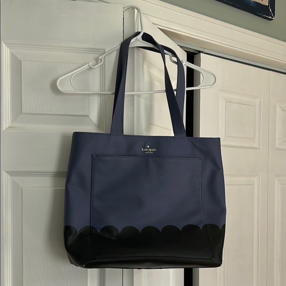 Kate Spade Classic Purple and Black Tote with Scalloped Detail